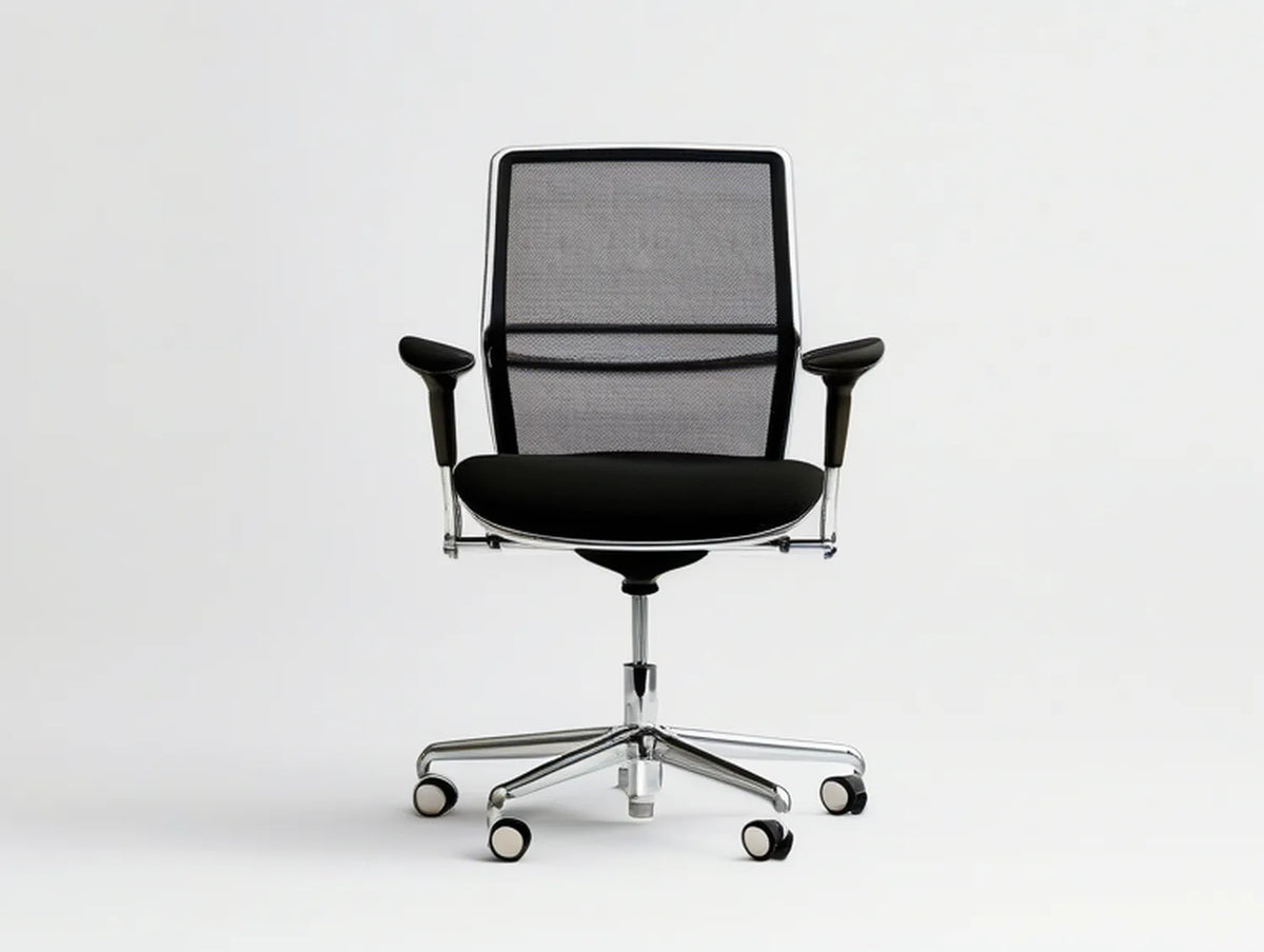 Black and Silver Ergonomic Mesh Office Chair, 25.6 x 25.6 x 37.8-41.7 in