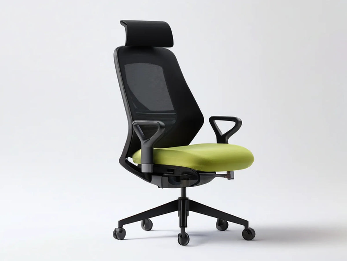 Ergonomic Mesh Office Chair with Adjustable Headrest and Armrests, Green/Black, 25.6 x 25.6 x 47.2-51.2 in