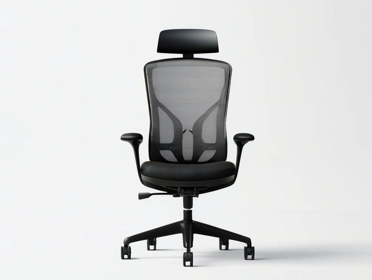 Black Ergonomic Mesh Office Chair with Adjustable Headrest and Lumbar Support, 26 x 26 x 46-52 in