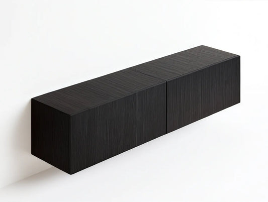 63 x 15.7 x 11.8 in Black MDF Floating TV Stand with 2 Doors