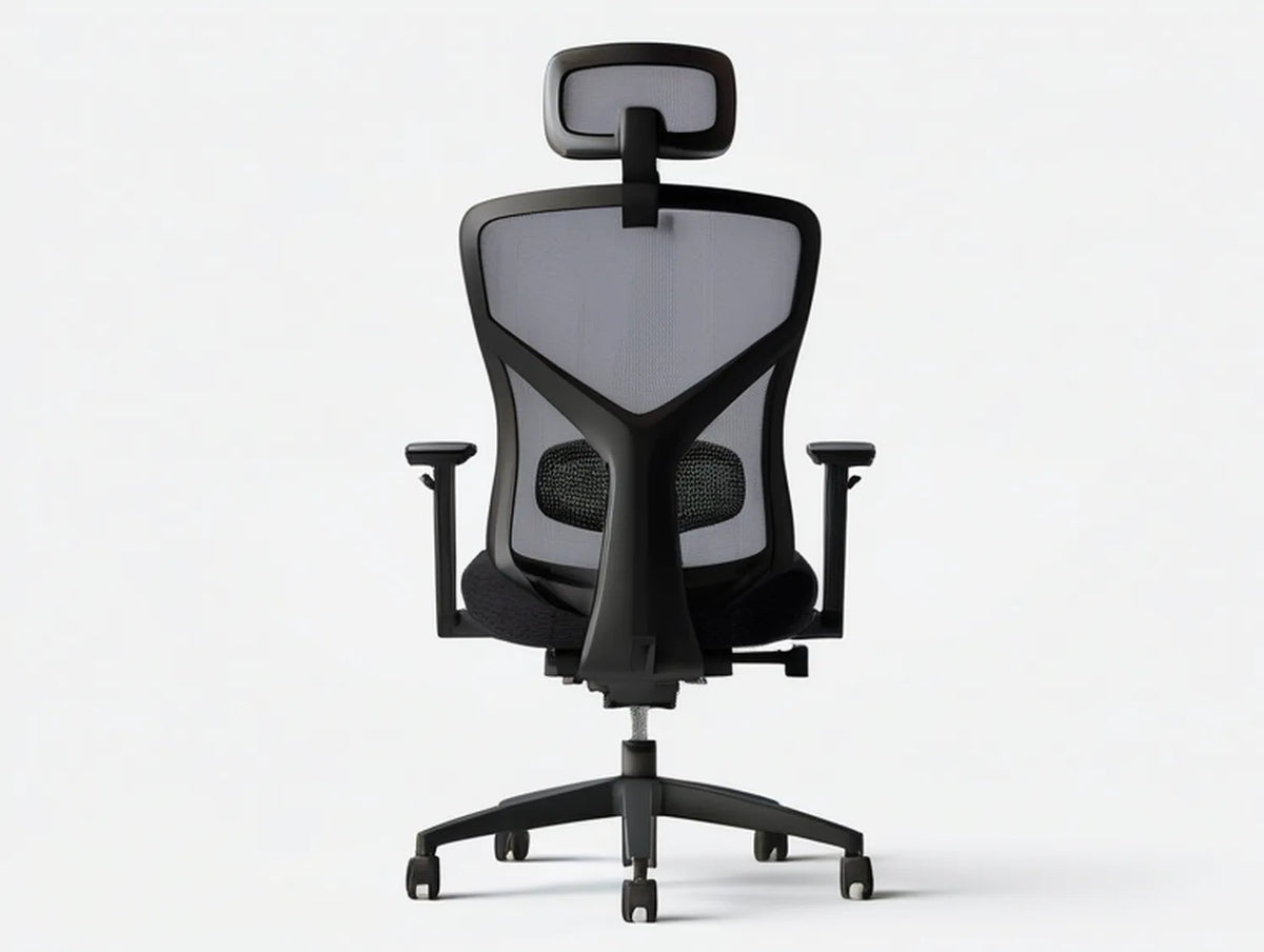 Ergonomic Mesh Office Chair with Adjustable Headrest, Lumbar Support, and Adjustable Armrests, Black/Gray, 25.6 x 25.6 x 45.3-52.8 in