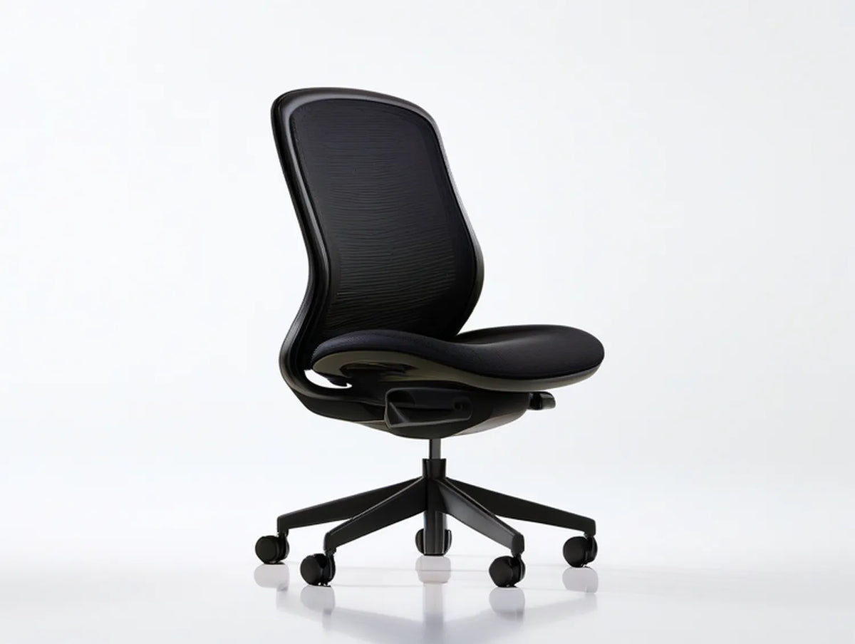 Black Mesh Armless Office Chair with Padded Seat, 25.6 x 25.2 x 37.4-41.3 in