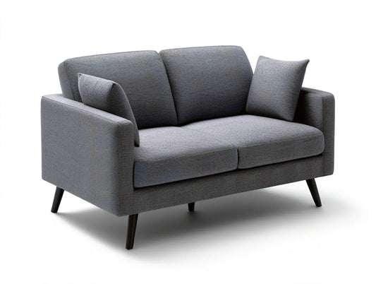 63 in. W Dark Gray Polyester Upholstered 2-Seat Loveseat with Black Tapered Legs