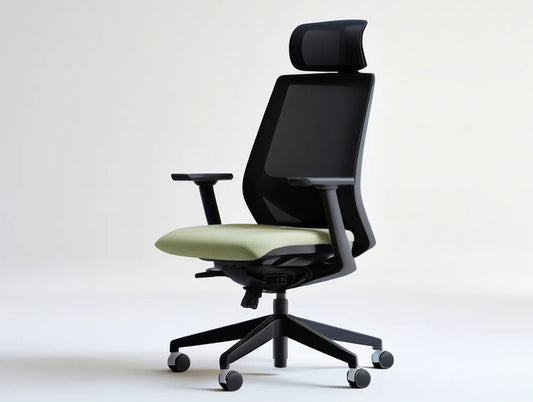 Ergonomic Office Chair with Adjustable Headrest, Armrests, Mesh Back and Light Green Seat, 27.6 x 27.6 x 46.5-50.4 in