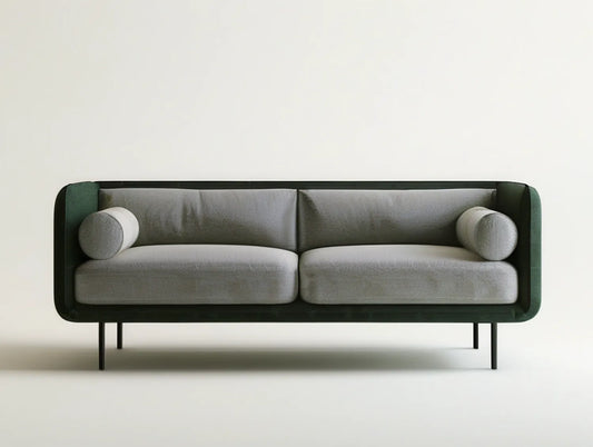 2-Seat Contemporary Velvet Sofa, Dark Green and Gray, 78 x 34 x 32 in
